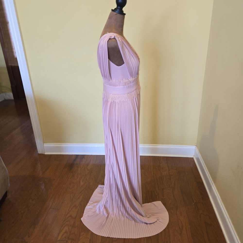 ASOS Blush Maxi Dress Pink Maternity Dress With Lace Trim And Two Front Splits - Picture 8 of 11